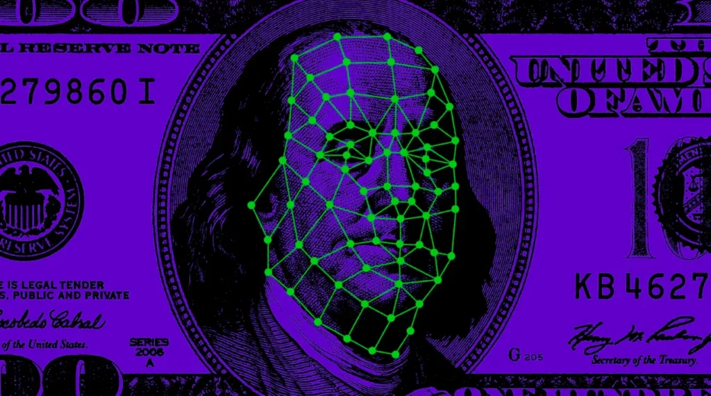 100 dollar bill facial recognition map