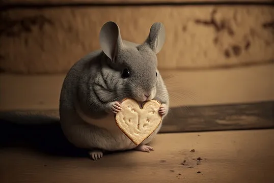 Chinchilla with heart shaped cookie illustration