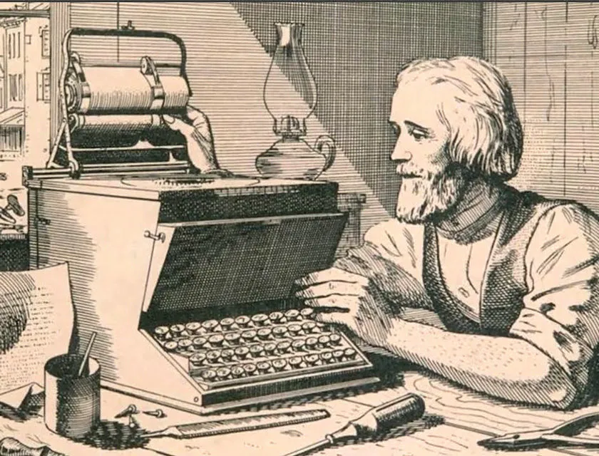 Christopher Sholes inventing QWERTY