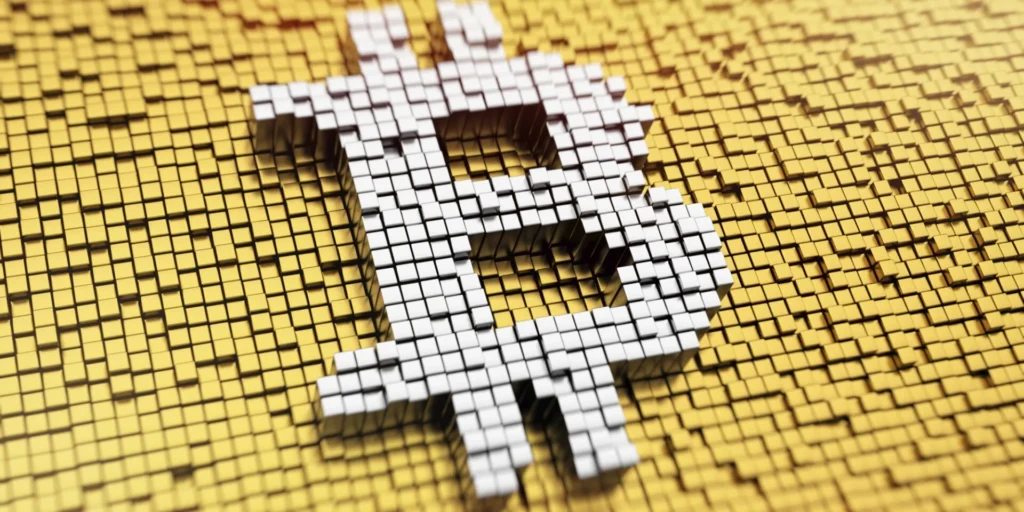 bitcoin logo made of cubes