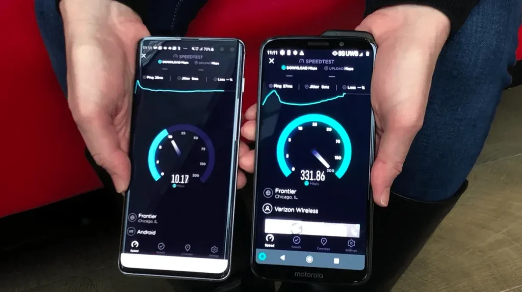 4G VS 5G speed test