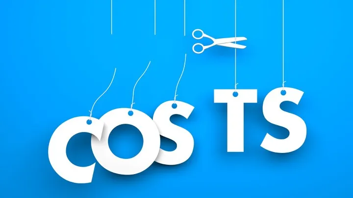 Scissors cuts word COSTS