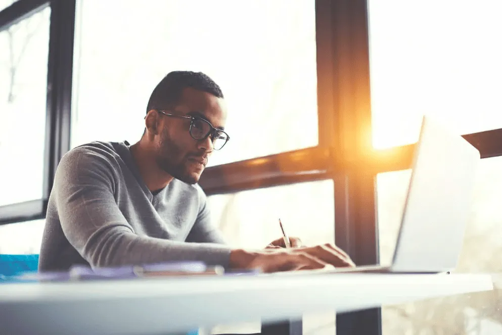 Man concentrating on computer