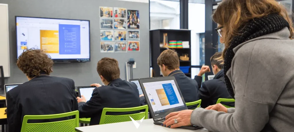 Student on computer in class