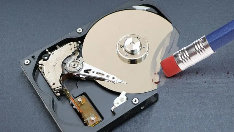 erasing a hard drive with a pencil