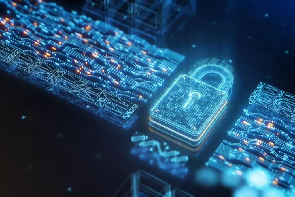 padlock blockchain concept art