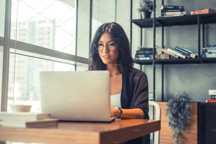 woman on computer